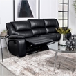 Pemberly Row Faux Leather Upholstered Motion Reclining Sofa Black