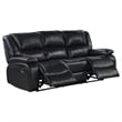 Pemberly Row Faux Leather Upholstered Motion Reclining Sofa Black