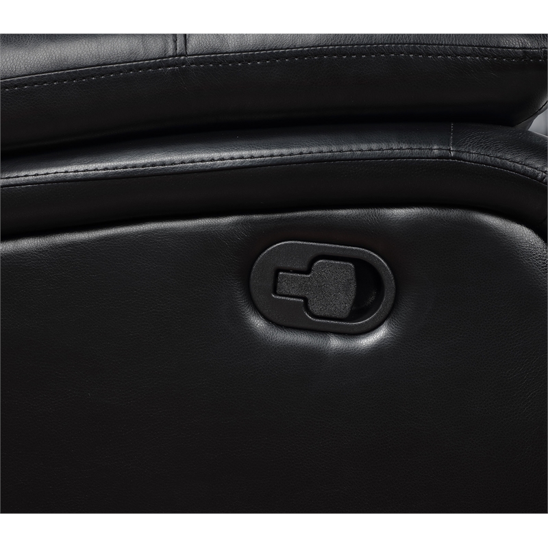 Pemberly Row Faux Leather Upholstered Motion Reclining Sofa Black