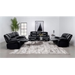 Pemberly Row Faux Leather Upholstered Motion Reclining Sofa Black