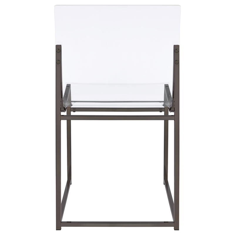 Pemberly Row Acrylic Side Chair Metal Base Clear and Black Nickel