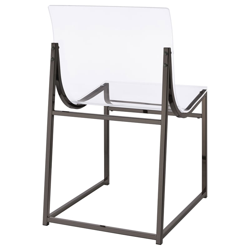 Pemberly Row Acrylic Side Chair Metal Base Clear and Black Nickel