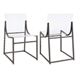 Pemberly Row Acrylic Side Chair Metal Base Clear and Black Nickel
