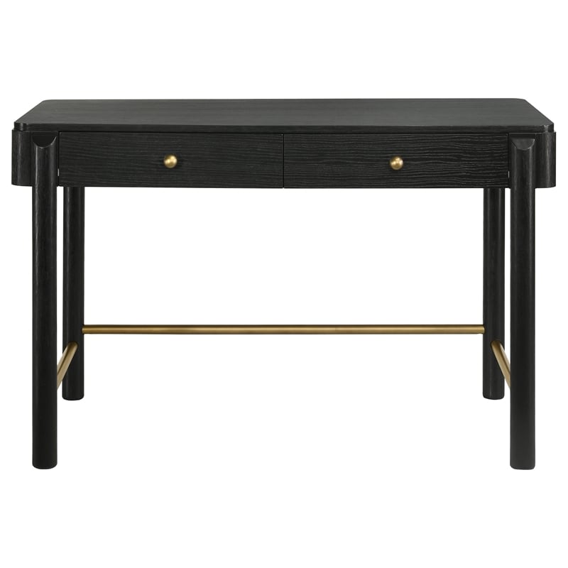 Pemberly Row Coastal 2-drawer Wood Vanity Desk Makeup Table Black