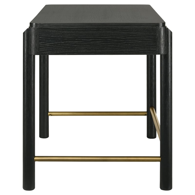 Pemberly Row Coastal 2-drawer Wood Vanity Desk Makeup Table Black