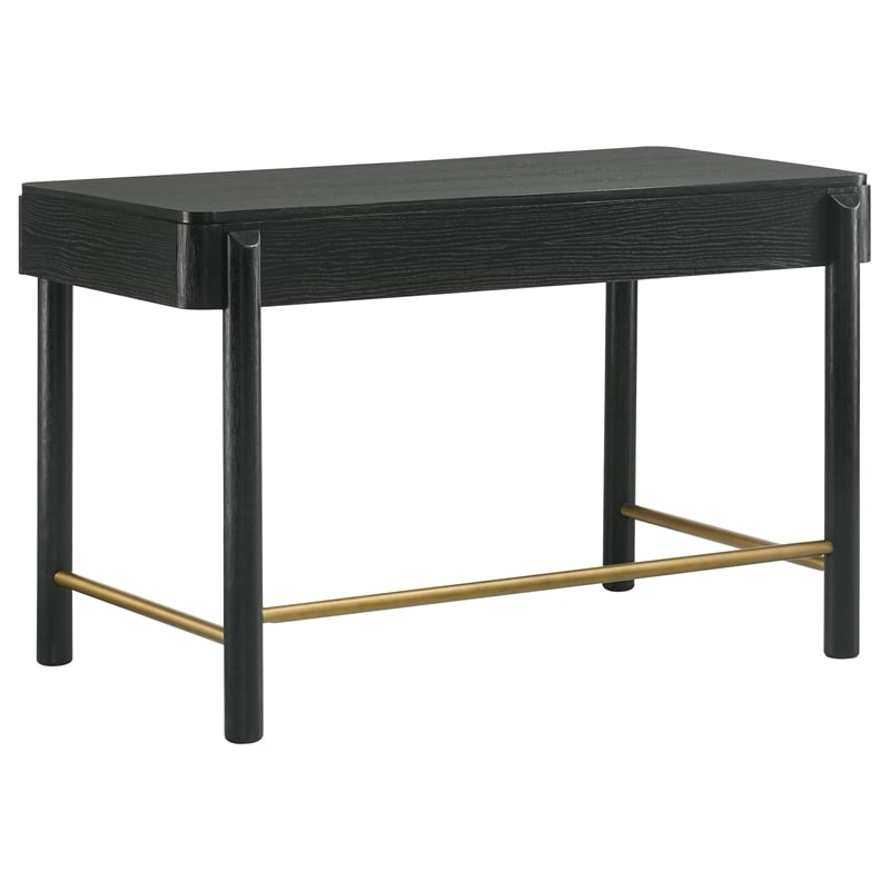 Pemberly Row Coastal 2-drawer Wood Vanity Desk Makeup Table Black