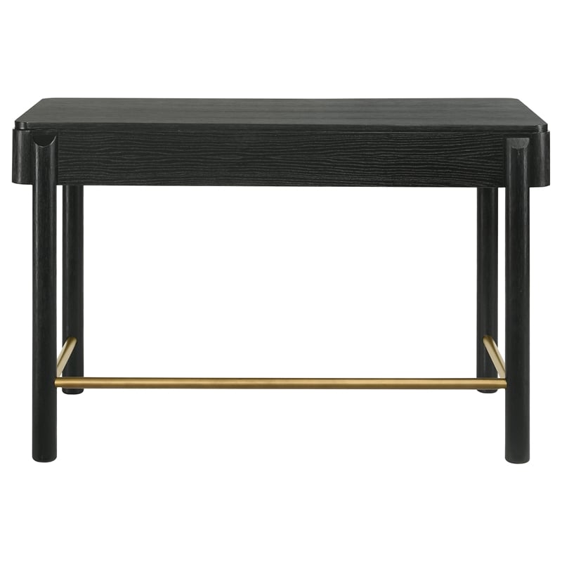 Pemberly Row Coastal 2-drawer Wood Vanity Desk Makeup Table Black