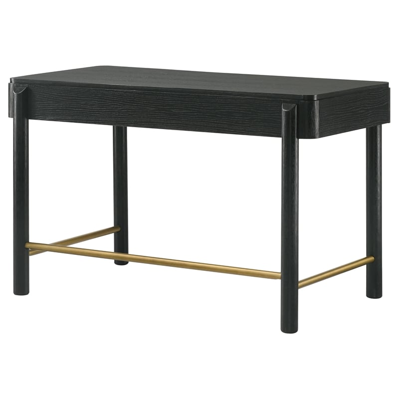 Pemberly Row Coastal 2-drawer Wood Vanity Desk Makeup Table Black