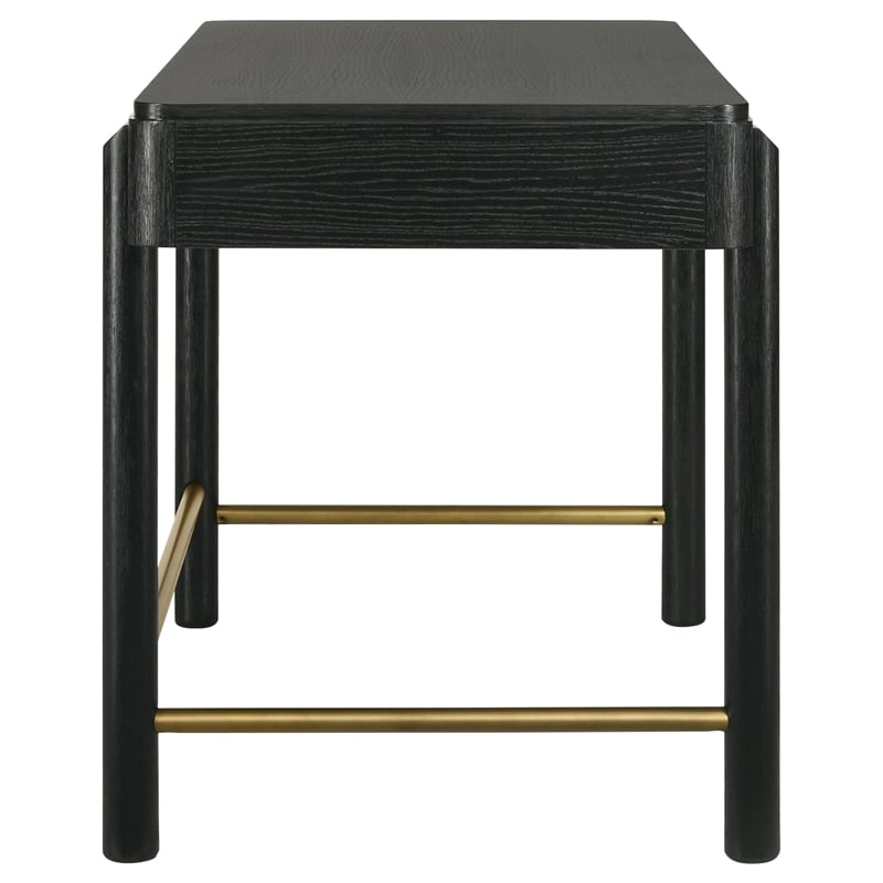 Pemberly Row Coastal 2-drawer Wood Vanity Desk Makeup Table Black