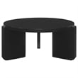Pemberly Row Modern Round Solid Wood 3 Legs Coffee Table in Black