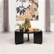 Pemberly Row Modern Round Solid Wood 3 Legs Coffee Table in Black