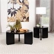 Pemberly Row Modern Round Solid Wood 3 Legs Coffee Table in Black