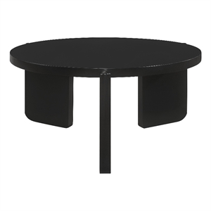 Pemberly Row Modern Round Solid Wood 3 Legs Coffee Table in Black