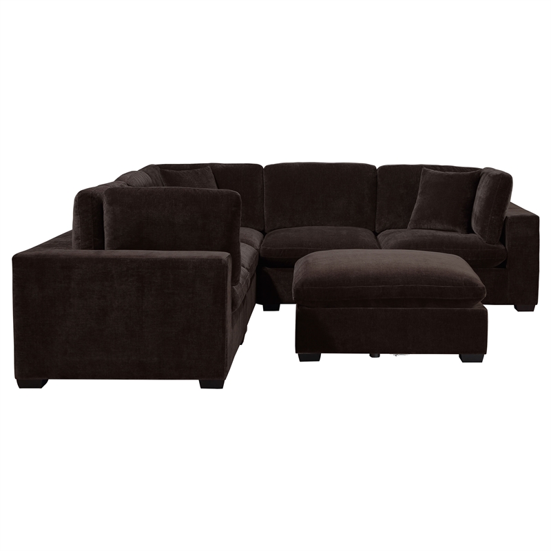 Pemberly Row 5-piece Fabric Modular Sectional Sofa Dark Chocolate