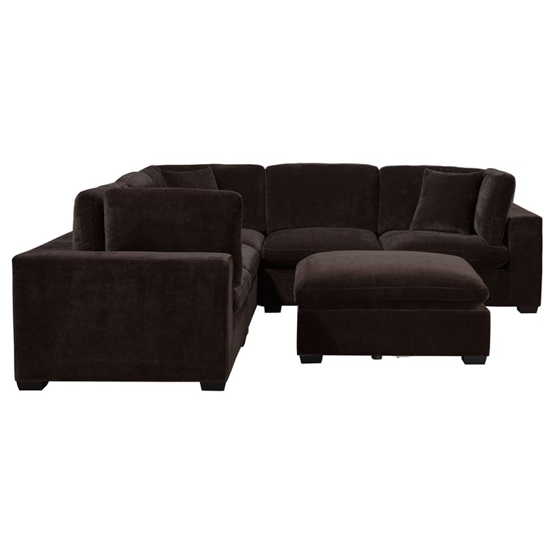 Pemberly Row 6-piece Fabric Modular Sectional Sofa Dark Chocolate