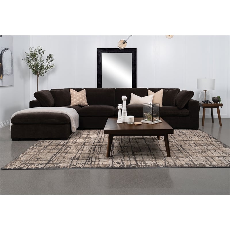 Pemberly Row 6-piece Fabric Modular Sectional Sofa Dark Chocolate