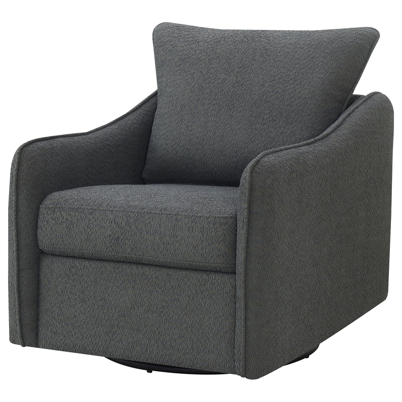 Pemberly Row Fabric Upholstered Swivel Glider Chair Charcoal Gray