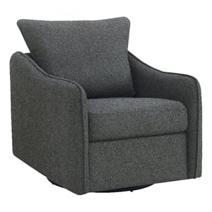 Pemberly Row Fabric Upholstered Swivel Glider Chair Charcoal Gray