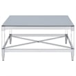 Pemberly Row Square Metal Coffee Table Tempered Mirror Top Chrome