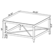Pemberly Row Square Metal Coffee Table Tempered Mirror Top Chrome