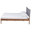 Pemberly Row Gray Woven Fabric and Brown Wood Queen Size Platform Bed