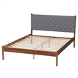 Pemberly Row Gray Woven Fabric and Brown Wood Queen Size Platform Bed