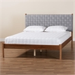 Pemberly Row Gray Woven Fabric and Brown Wood Queen Size Platform Bed