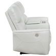 Pemberly Row Faux Leather Power Reclining Loveseat with Console Ivory