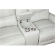 Pemberly Row Faux Leather Power Reclining Loveseat with Console Ivory