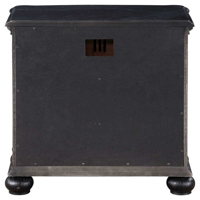 Pemberly Row Traditional 3-drawer Wood Nightstand Bedside Table Black
