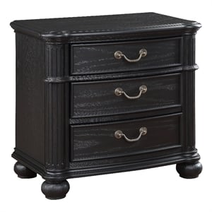 Pemberly Row Traditional 3-drawer Wood Nightstand Bedside Table Black