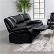 Pemberly Row Faux Leather Upholstered Motion Reclining Loveseat Black