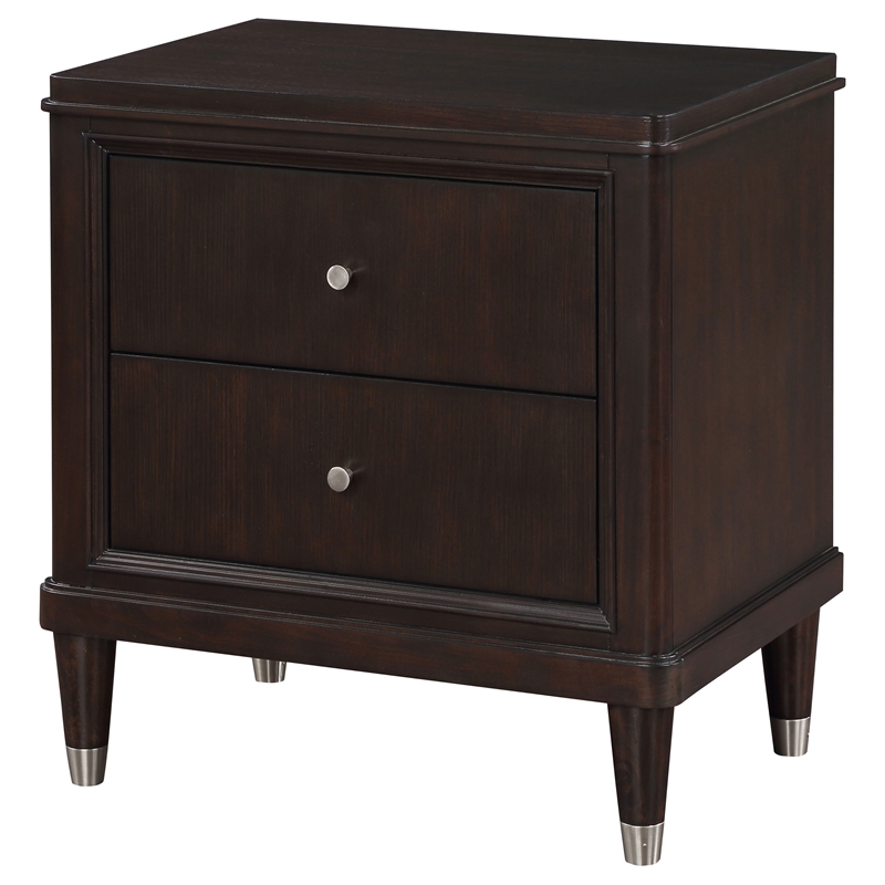Pemberly Row Mid-Century 2-drawer Wood Nightstand Bedside Table Brown