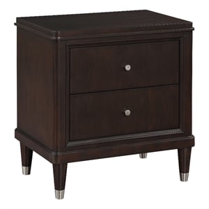 Pemberly Row Mid-Century 2-drawer Wood Nightstand Bedside Table Brown