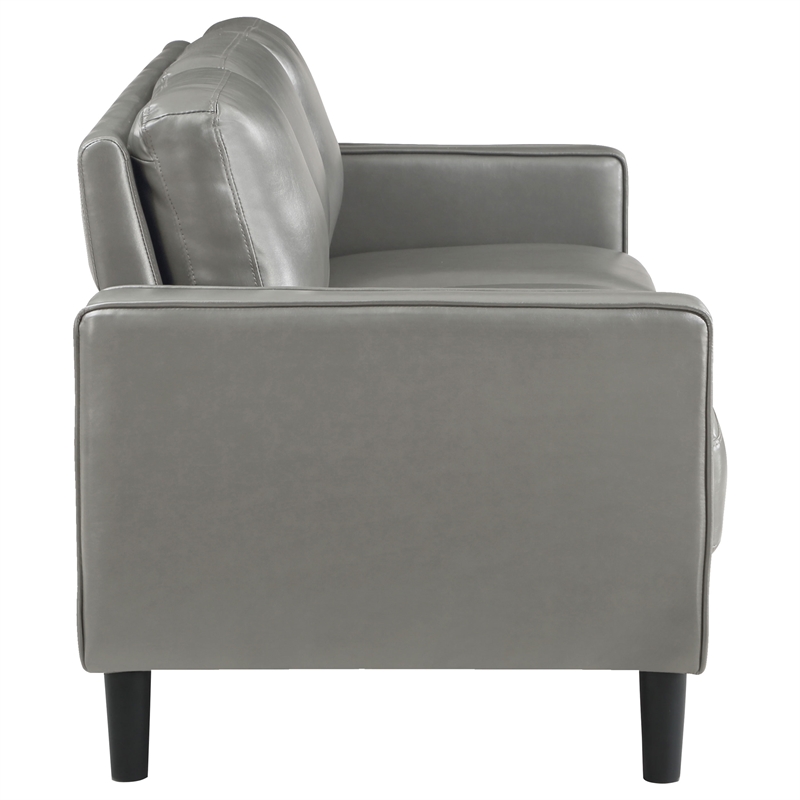 Pemberly Row 2-piece Upholstered Track Arm Faux Leather Sofa Set Gray