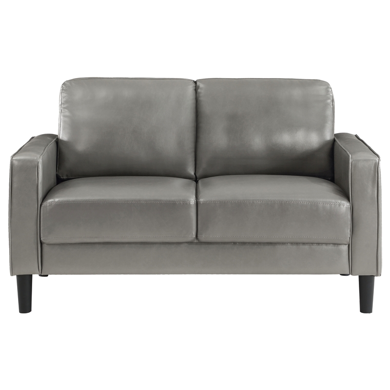 Pemberly Row 2-piece Upholstered Track Arm Faux Leather Sofa Set Gray