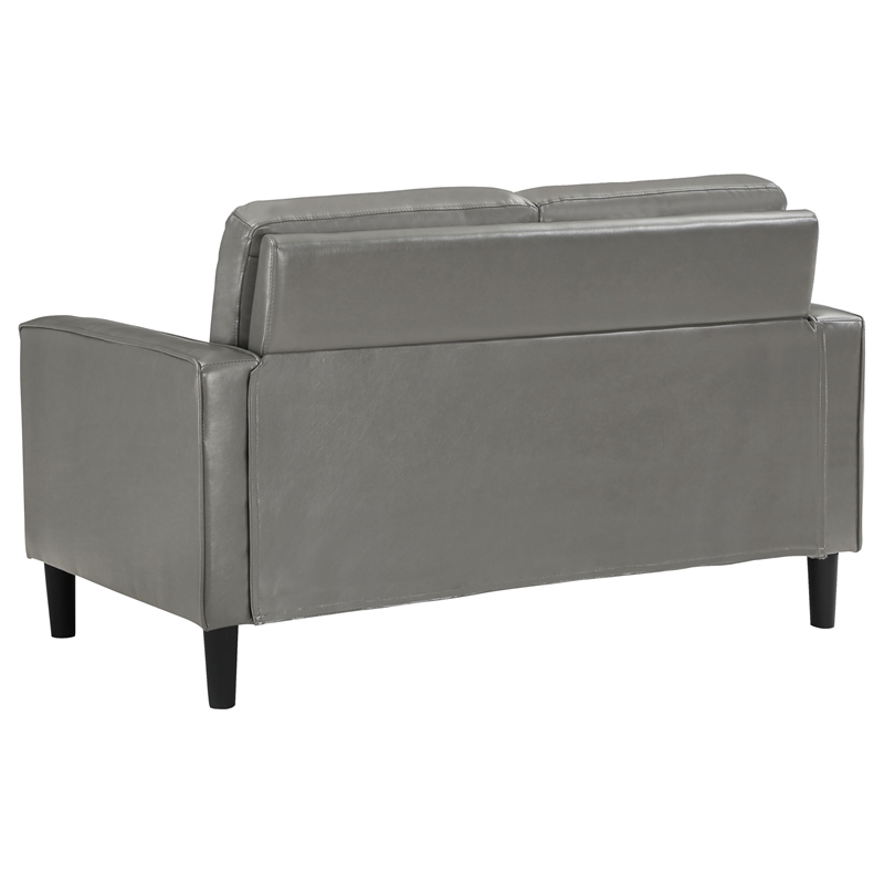 Pemberly Row 2-piece Upholstered Track Arm Faux Leather Sofa Set Gray