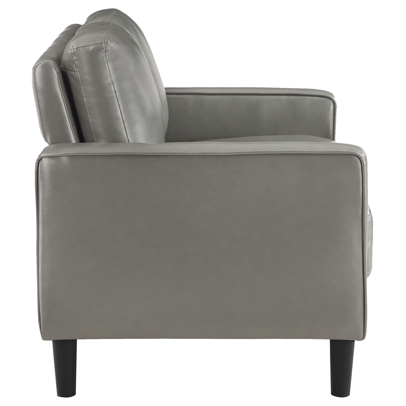 Pemberly Row 2-piece Upholstered Track Arm Faux Leather Sofa Set Gray