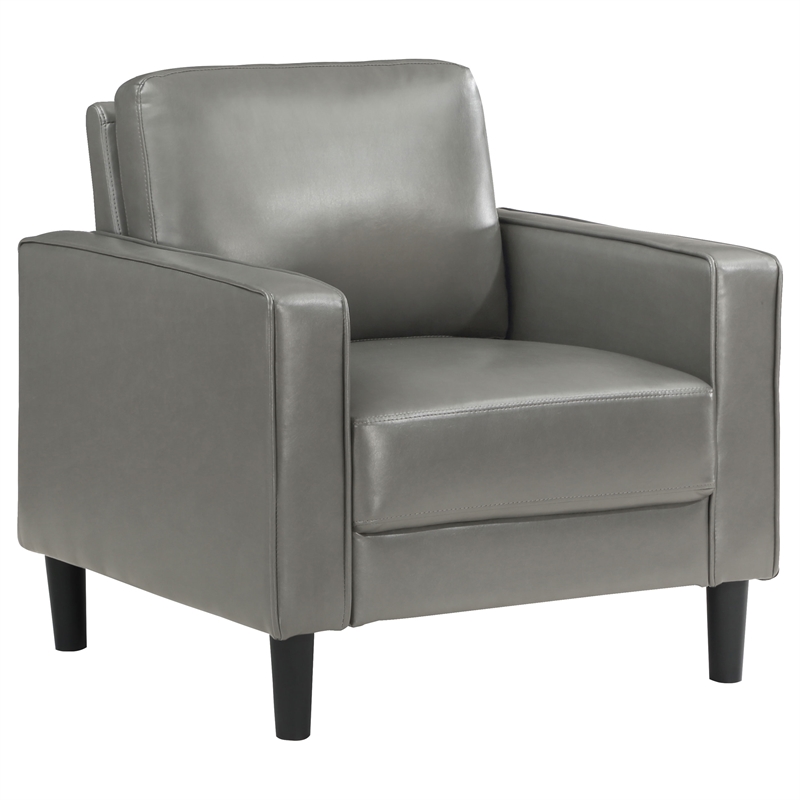 Pemberly Row 3-piece Upholstered Track Arm Faux Leather Sofa Set Gray