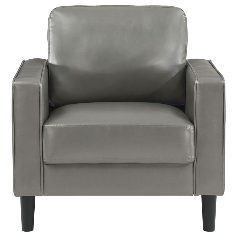 Pemberly Row 3-piece Upholstered Track Arm Faux Leather Sofa Set Gray