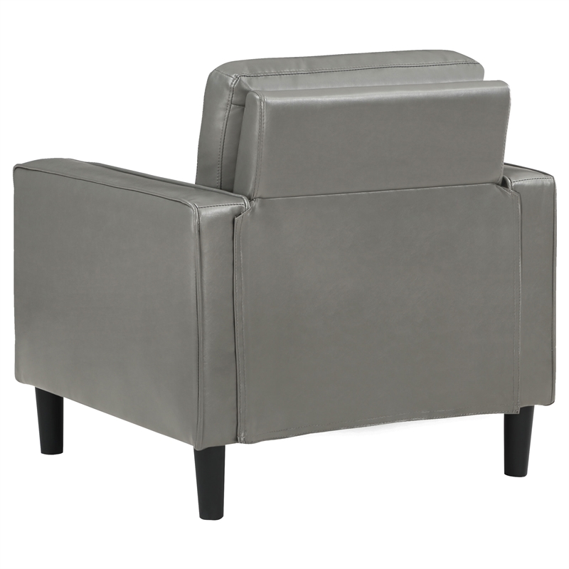 Pemberly Row 3-piece Upholstered Track Arm Faux Leather Sofa Set Gray