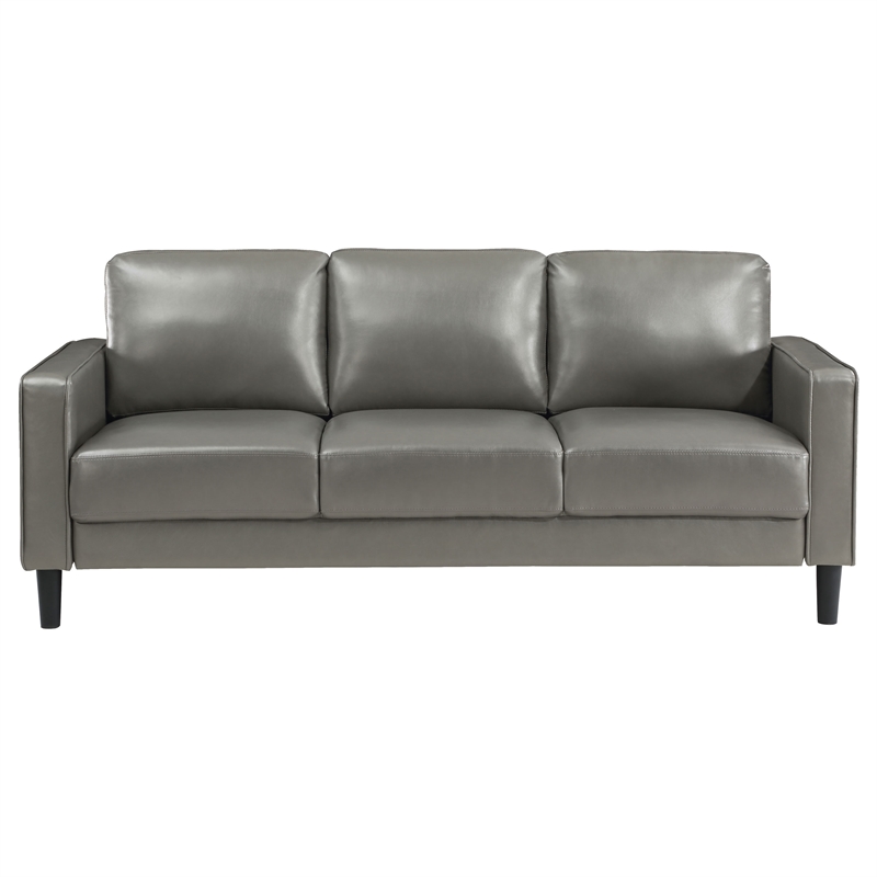 Pemberly Row 3-piece Upholstered Track Arm Faux Leather Sofa Set Gray