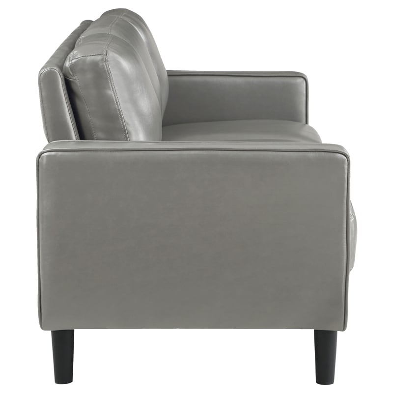 Pemberly Row 3-piece Upholstered Track Arm Faux Leather Sofa Set Gray