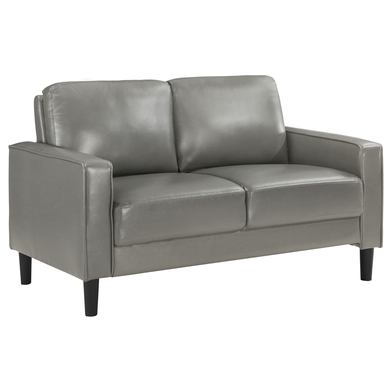 Pemberly Row 3-piece Upholstered Track Arm Faux Leather Sofa Set Gray