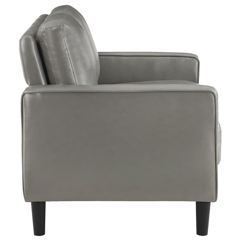 Pemberly Row 3-piece Upholstered Track Arm Faux Leather Sofa Set Gray