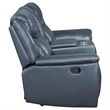 Pemberly Row Faux Leather Motion Reclining Loveseat with Console Blue
