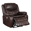 Pemberly Row Faux Leather Upholstered Power Recliner Chair Dark Brown