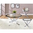 Pemberly Row 3-piece Round Glass Top Metal Base Coffee Table Sets Chrome & Black