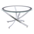 Pemberly Row 3-piece Round Glass Top Metal Base Coffee Table Sets Chrome & Black