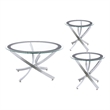 Pemberly Row 3-piece Round Glass Top Metal Base Coffee Table Sets Chrome & Black